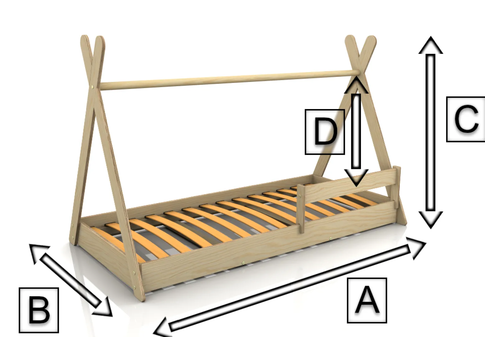 Łóżko podłogowe pojedyncze drew. TIPI FLOOR Białe SMARTWOOD®