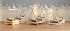 Łóżko pojedyncze z szufladą drewniane TIPI DRAWER SMARTWOOD®