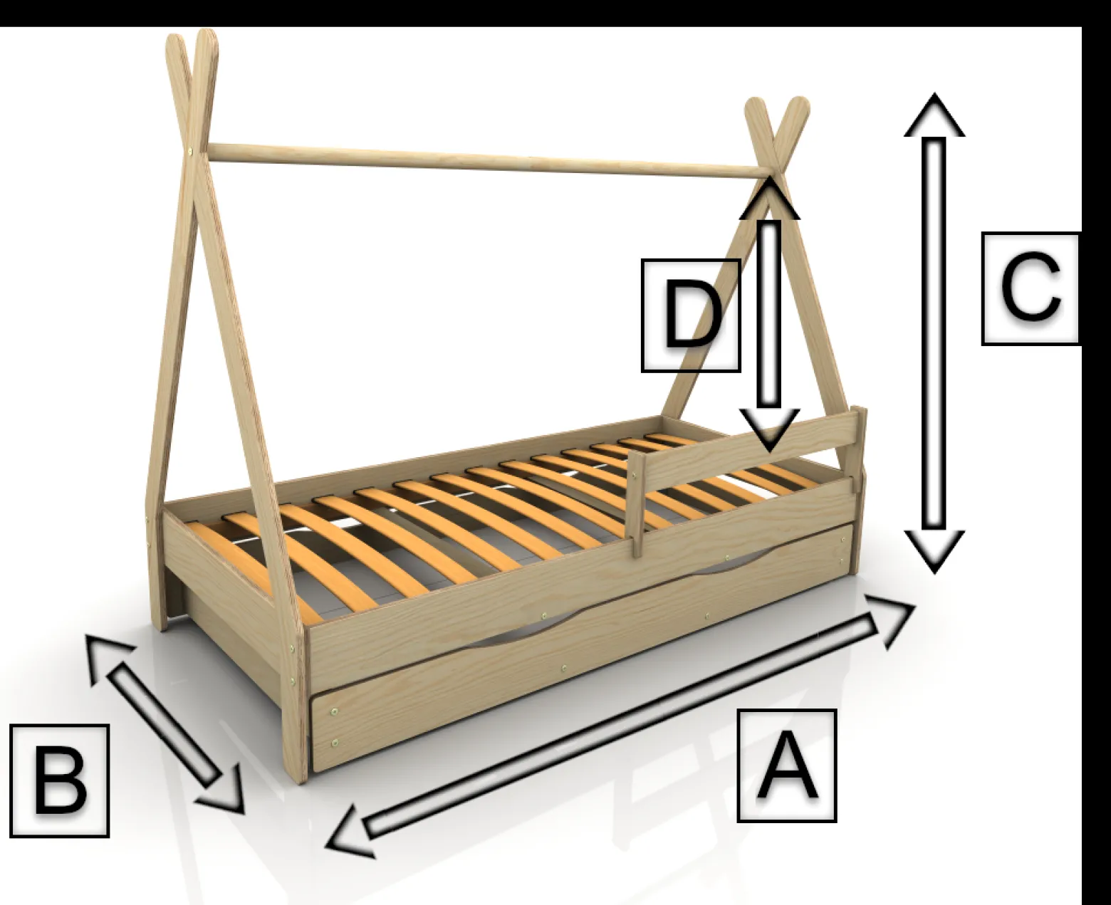 Łóżko pojedyncze z szufladą drewniane TIPI DRAWER SMARTWOOD®