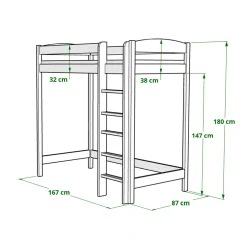 Łóżko sosnowe ANTRESOLA 160 x 80 x 180 BIM sosna