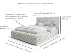 Łóżko Styl Chesterfield Figo Extra Beżowe Stelaż Drewno 160