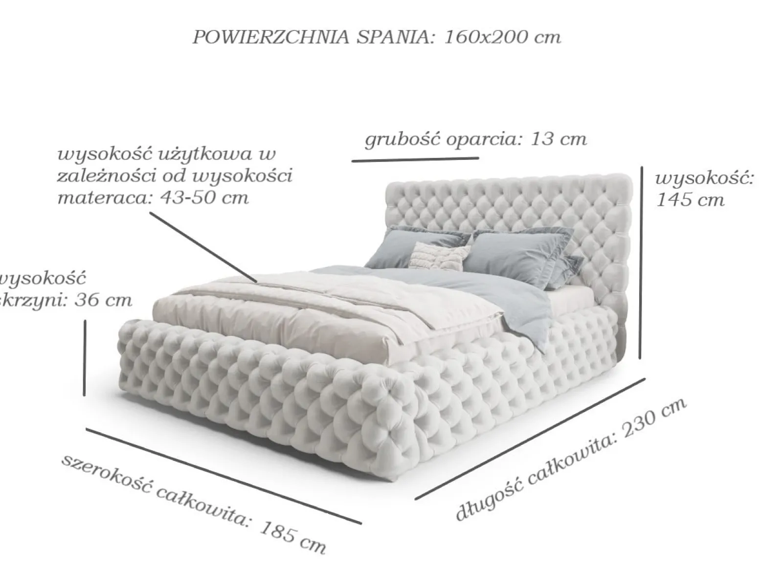 Łóżko Styl Chesterfield Figo Extra Beżowe Stelaż Drewno 160