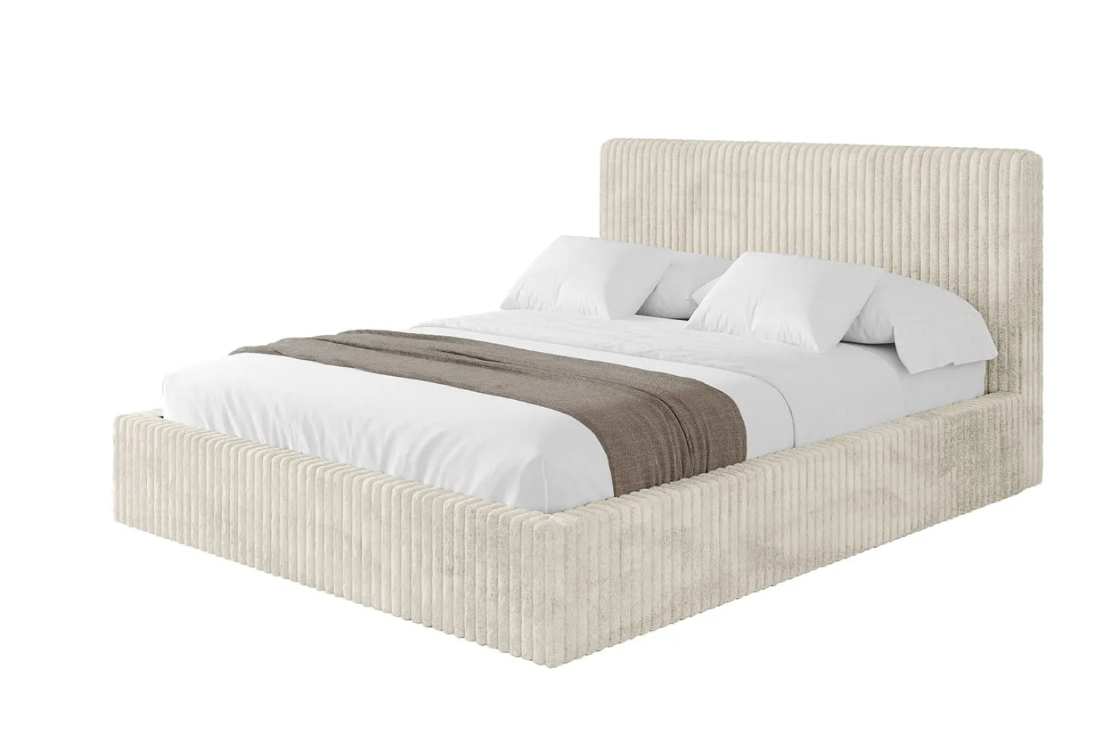Łóżko tapicerowane bez materaca + pojemnik ALOVA-V1 120x200 Beżowy