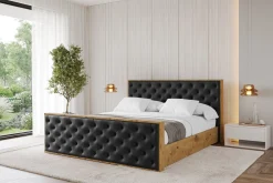 Łóżko tapicerowane bez materaca + pojemnik ENZO3-Z-120x200 cm Czarny