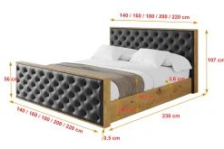 Łóżko tapicerowane bez materaca + pojemnik ENZO3-Z-120x200 cm Czarny