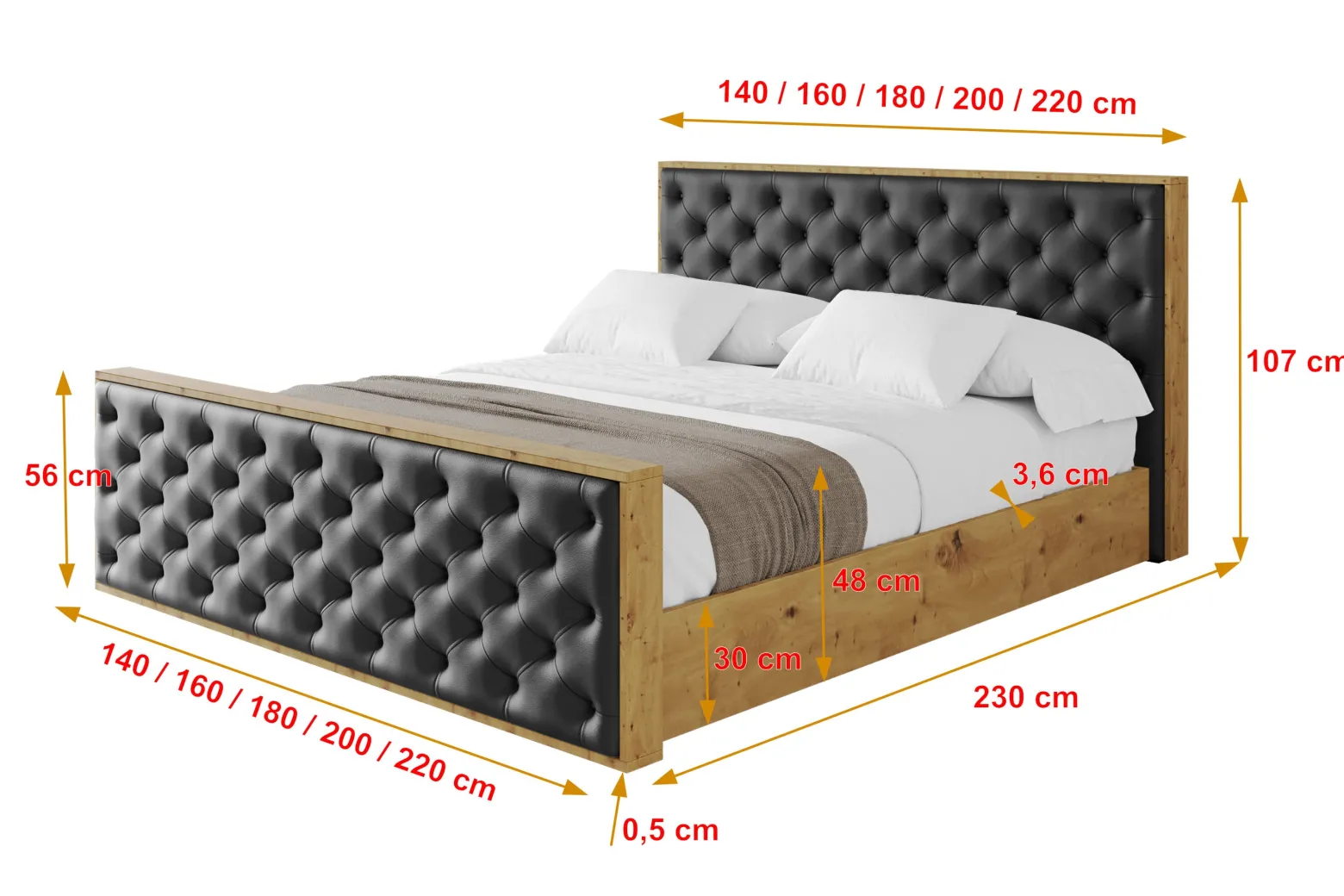 Łóżko tapicerowane bez materaca + pojemnik ENZO3-Z-120x200 cm Czarny