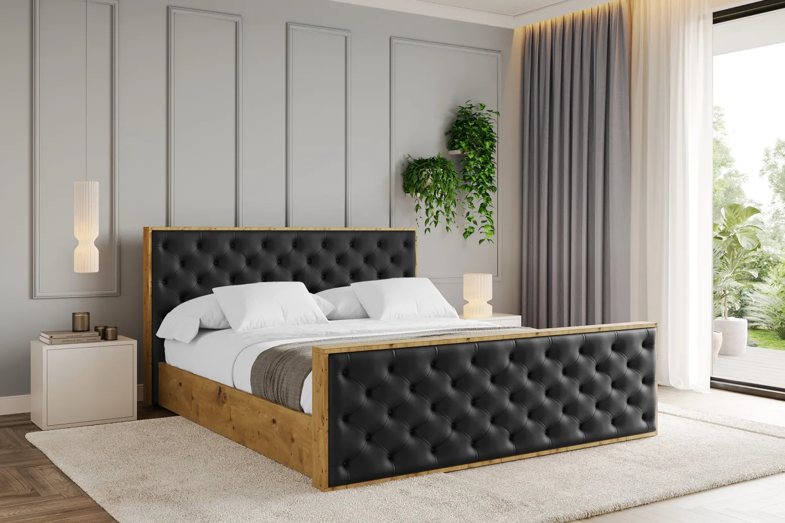 Łóżko tapicerowane bez materaca + pojemnik ENZO3-Z-120x200 cm Czarny