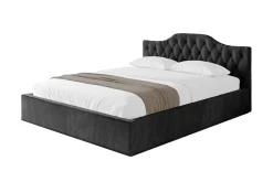 Łóżko tapicerowane bez materaca + pojemnik FALIO-v1 - 120x200 cm Czarny