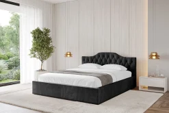 Łóżko tapicerowane bez materaca + pojemnik FALIO-v1 - 120x200 cm Czarny