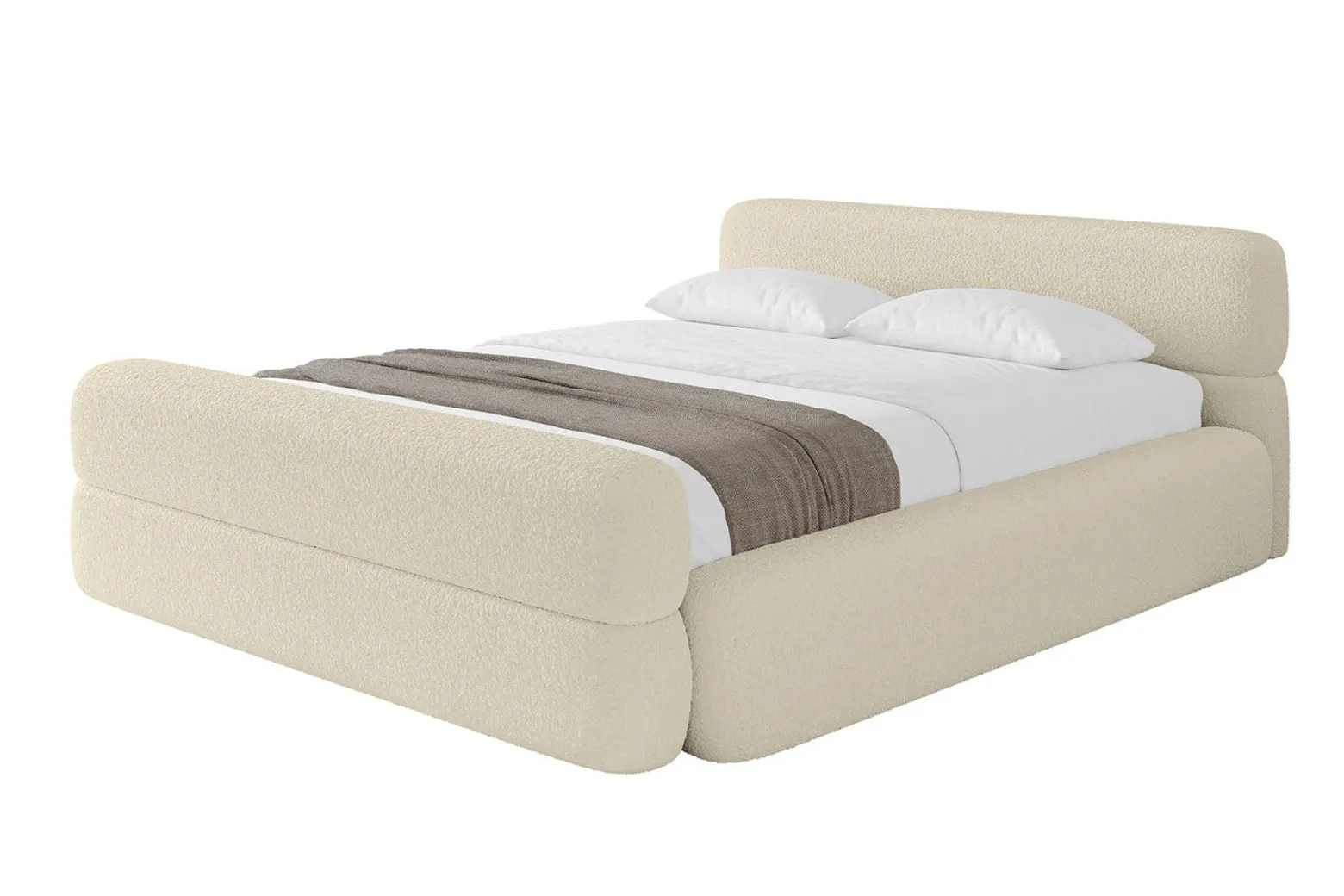 Łóżko tapicerowane bez materaca + pojemnik ENORA-v1-Z-120x200 cm Beżowy
