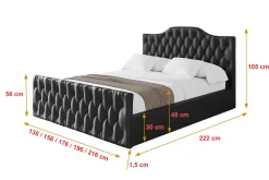 Łóżko tapicerowane bez materaca + pojemnik FALIO-Z-120x200 cm Czarny