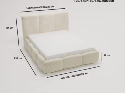 Łóżko tapicerowane BUBBLE 160x200 beżowe z pojemnikiem