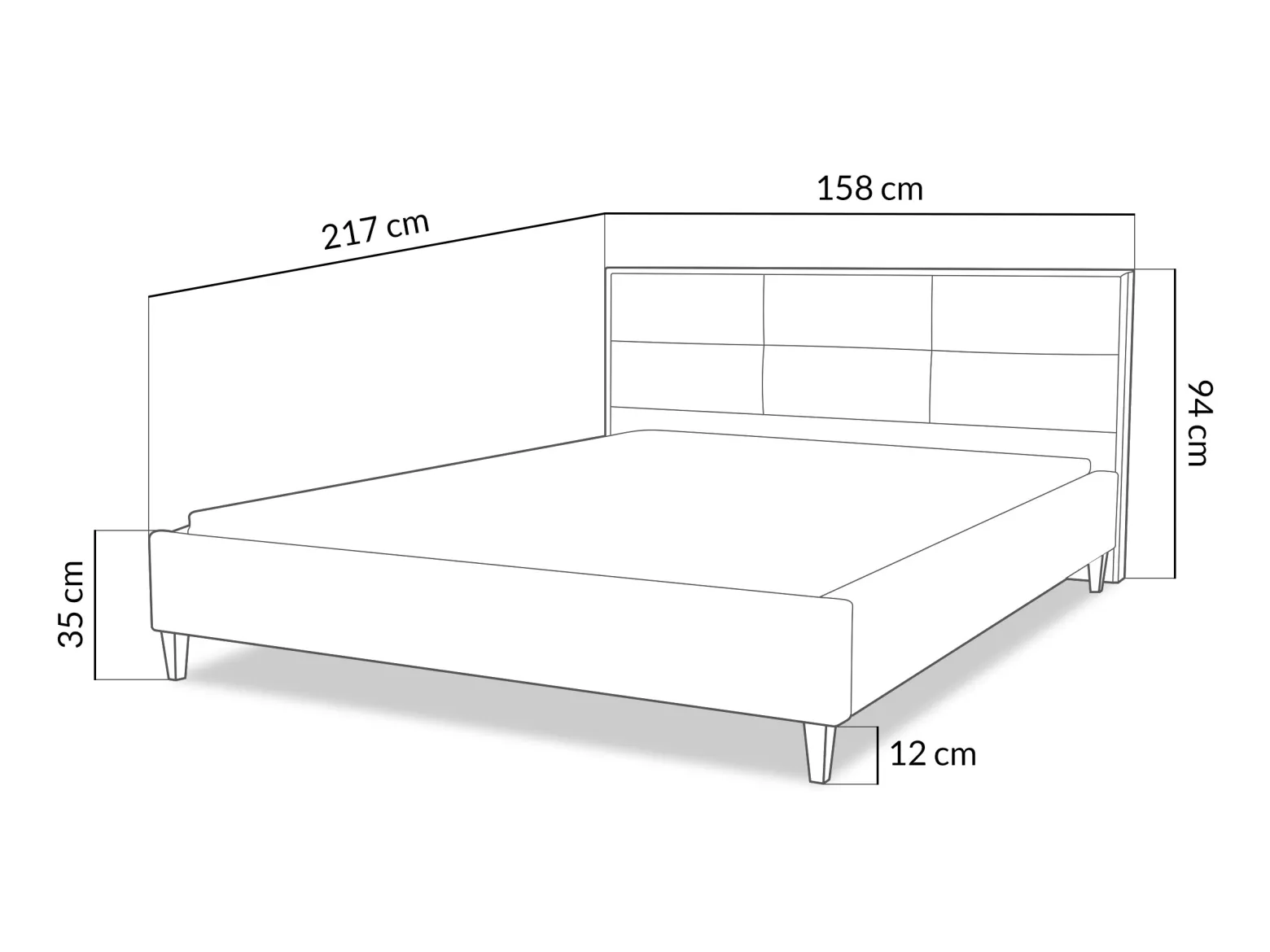 Łóżko tapicerowane Como 140x200 beżowe stelaż drewniany