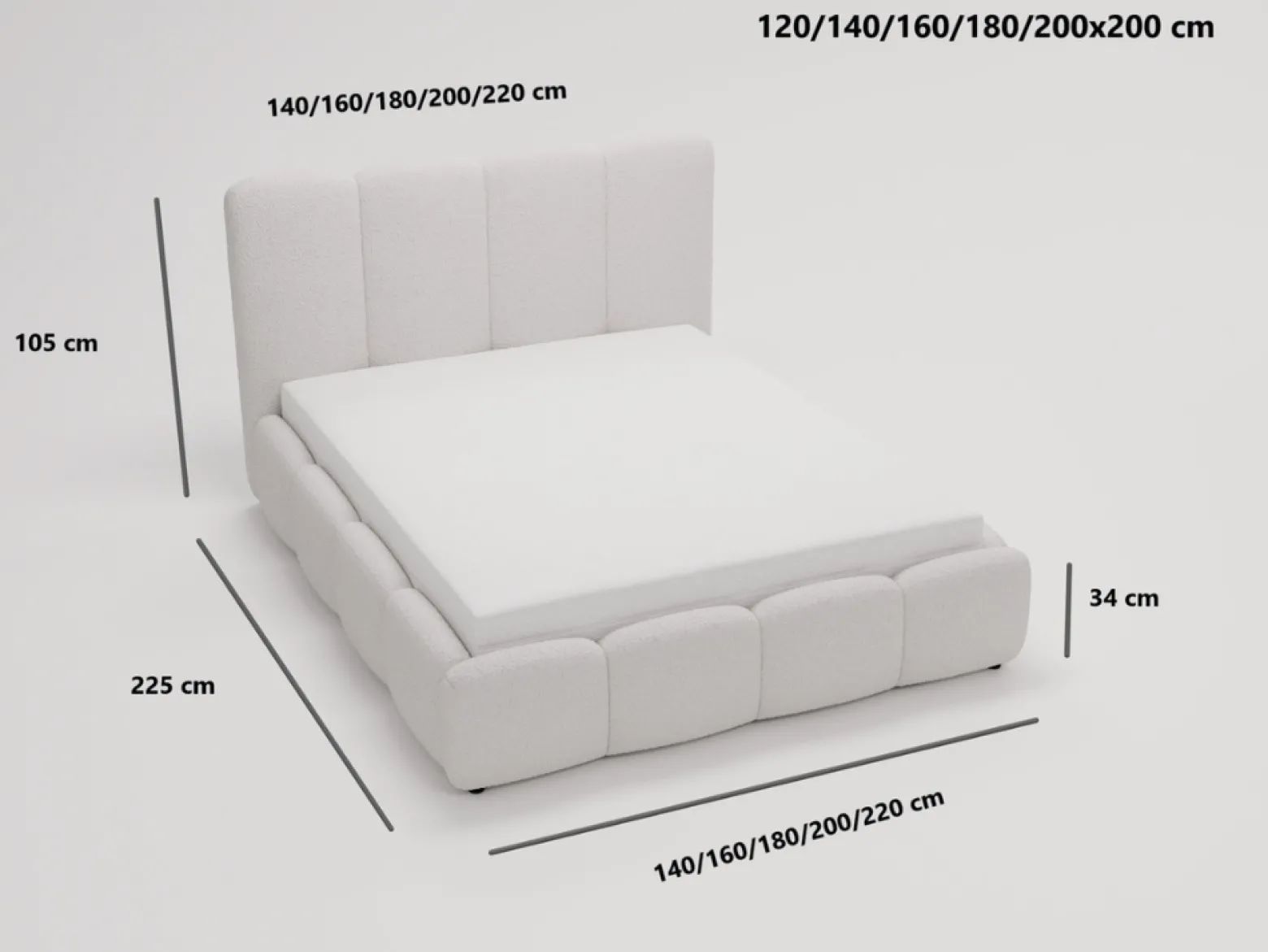 Łóżko tapicerowane GALLI 180x200 beżowe z pojemnikiem