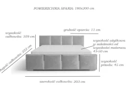 Łóżko Tapicerowane + Lustra Modena 180 Stelaż Metal Beż