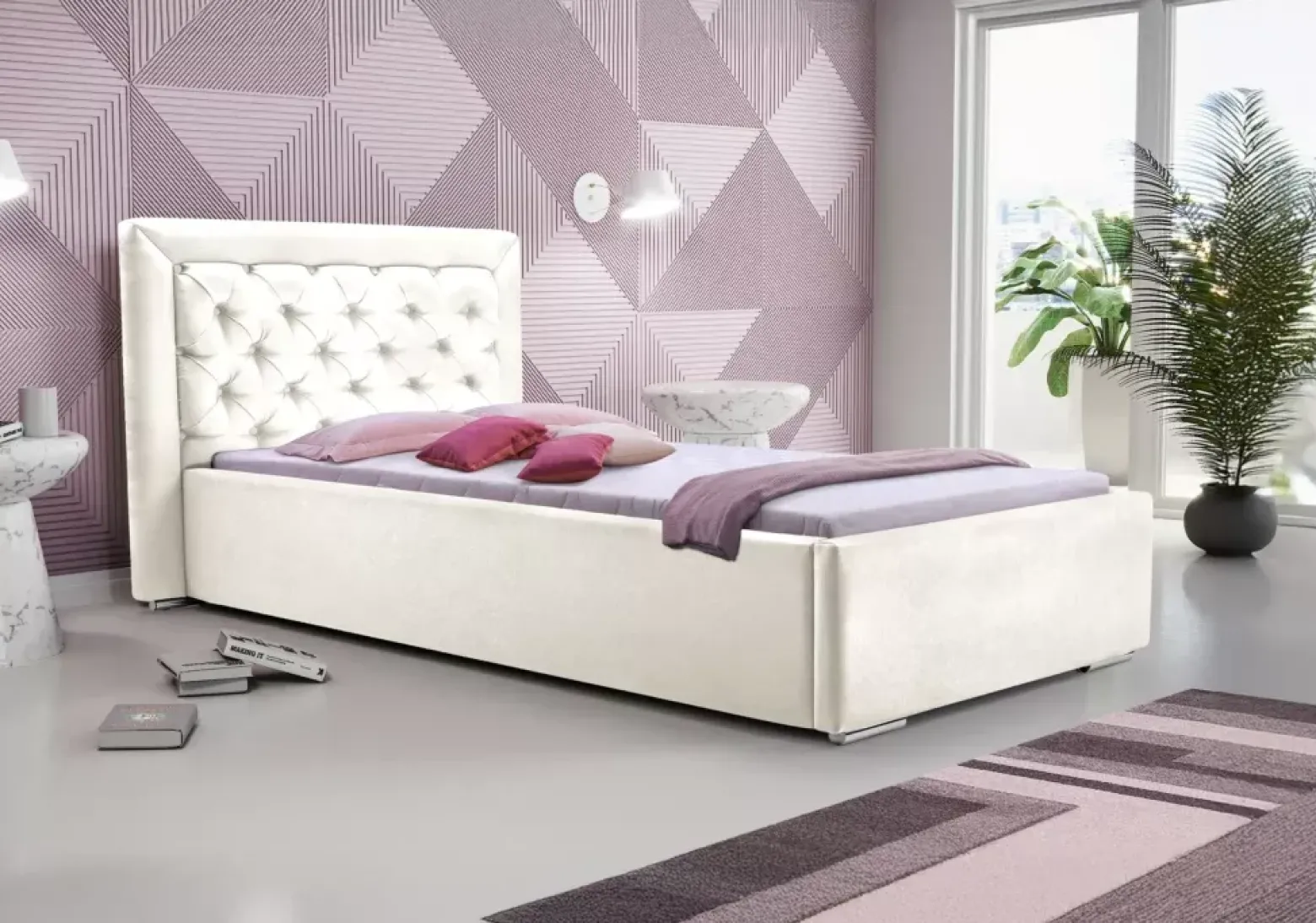 Łóżko tapicerowane 90×200 Madera Beżowe