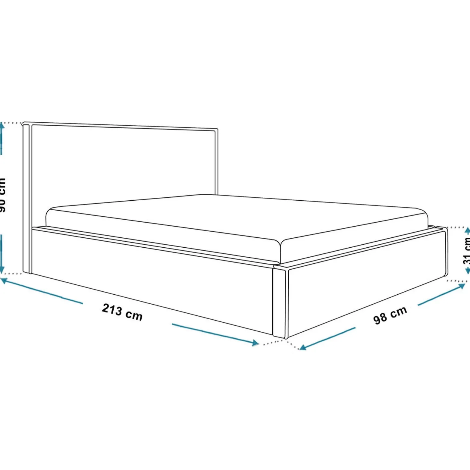 Łóżko tapicerowane Milano Slim 90x200 ze stelażem metalowym