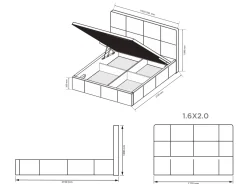 Łóżko tapicerowane podnoszone ze stelażem 160x200cm