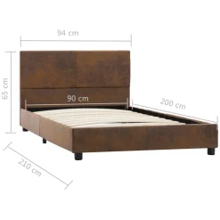 Łóżko tapicerowane rama łóżka ze stelażem brąz skóra sztuczna 90 x 200 cm