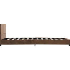 Łóżko tapicerowane rama łóżka ze stelażem brąz skóra sztuczna 90 x 200 cm