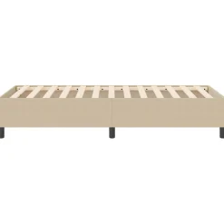 Łóżko Tapicerowane Rama Łóżka Ze Stelażem Beżowa Tkanina 80 x 200 cm