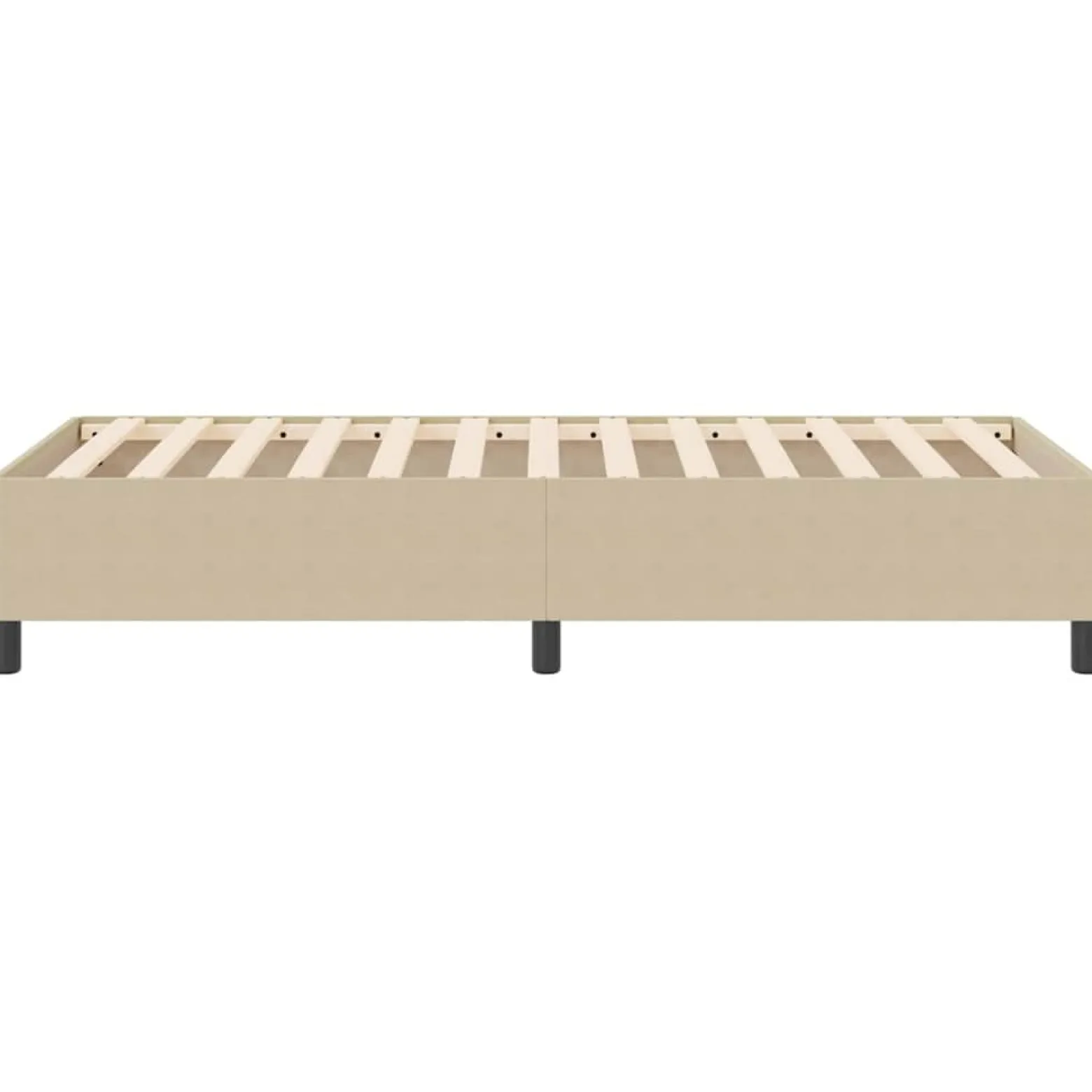 Łóżko Tapicerowane Rama Łóżka Ze Stelażem Beżowa Tkanina 80 x 200 cm