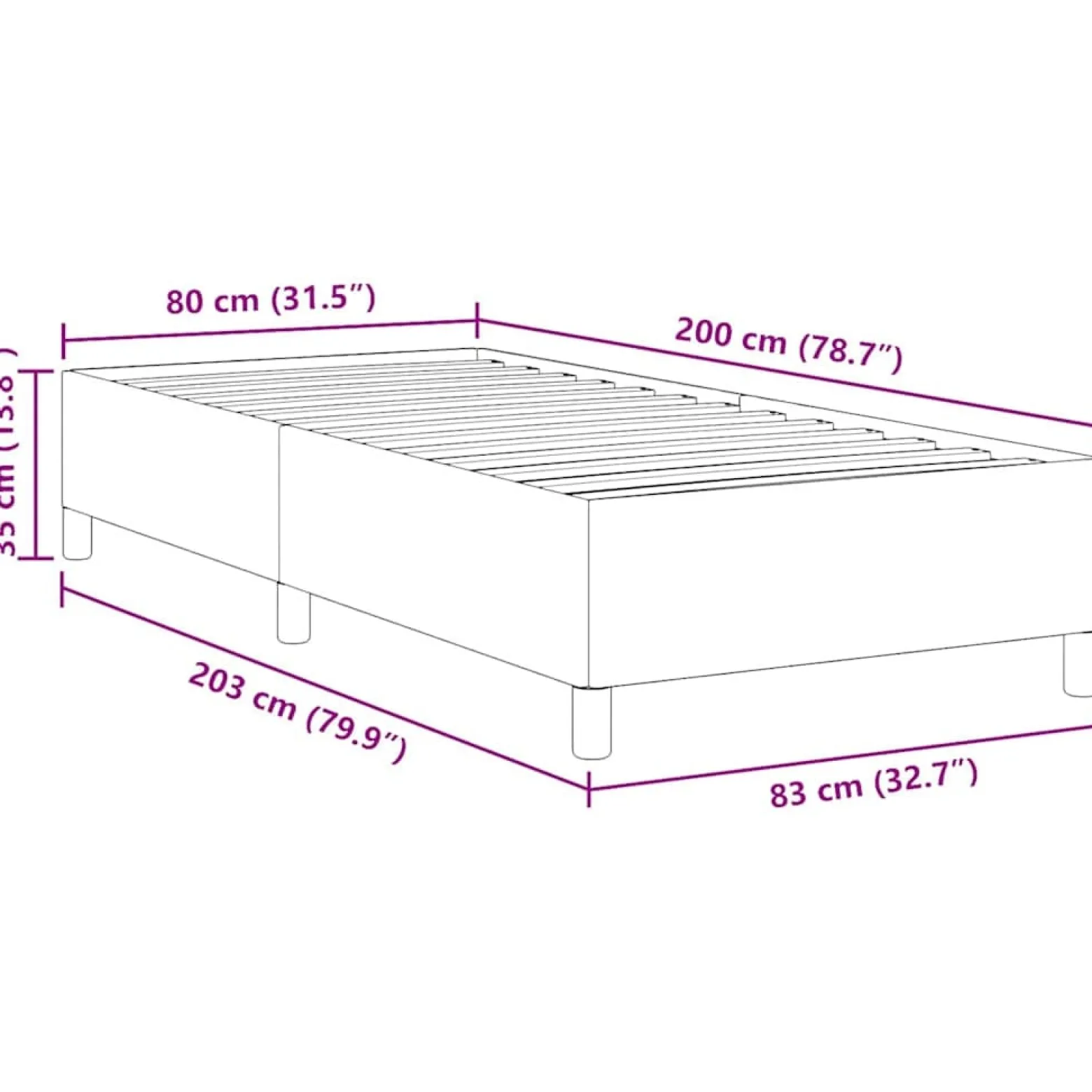 Łóżko Tapicerowane Rama Łóżka Ze Stelażem Beżowa Tkanina 80 x 200 cm