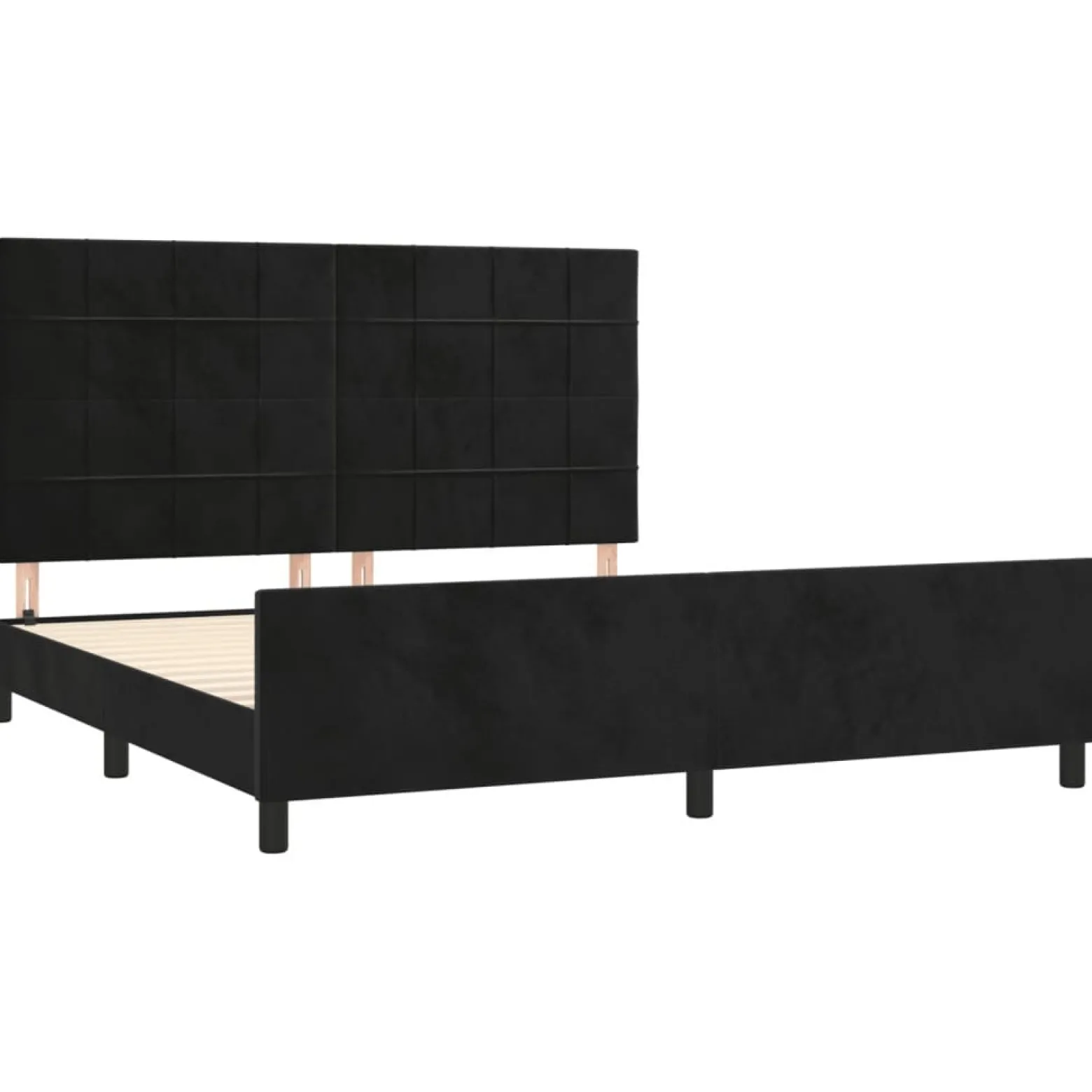 Łóżko tapicerowane rama łóżka ze stelażem czarne aksamitne 180x200 cm
