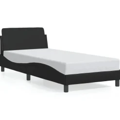 Łóżko tapicerowane rama łóżka ze stelażem czarne skóra sztuczna 80x200 cm