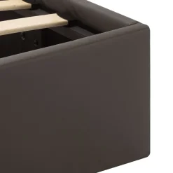 Łóżko tapicerowane rama łóżka ze stelażem szara skóra led 90 x 200 cm