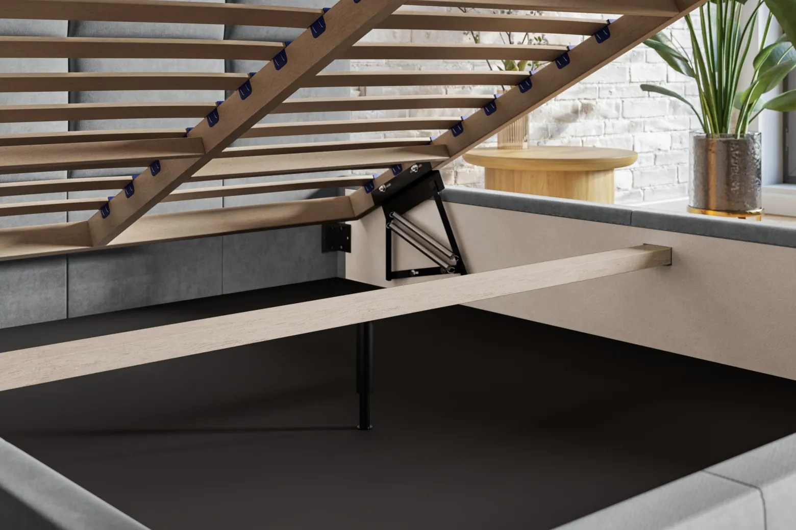 Łóżko tapicerowane Rimini Slim 90x200 ze stelażem drewnianym