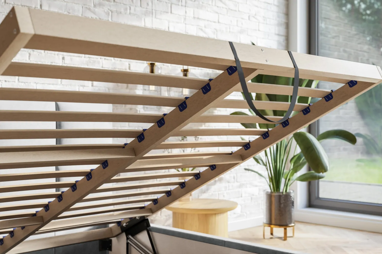 Łóżko tapicerowane Rimini Slim 90x200 ze stelażem drewnianym