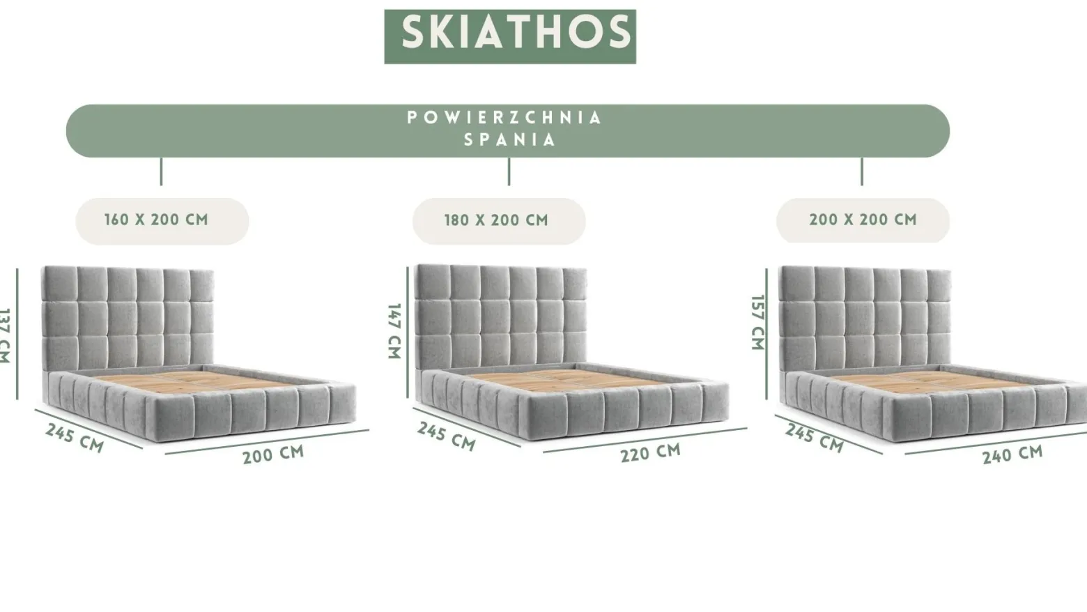 Łóżko tapicerowane SKIATHOS 160x200 z pojemnikiem BBL