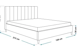 Łóżko tapicerowane 120x200 LUXO 2 na drewnianych nogach- czarne