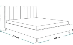 Łóżko tapicerowane 140x200 LUXO 2 na drewnianych nogach - butelkowa zieleń
