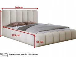Łóżko Tapicerowane 120x200 + stelaż drewniany metalowy z pojemnikiem bucle