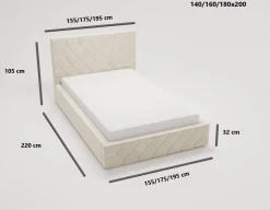 Łóżko tapicerowane z kryształkami 140x200 Solar, stelaż - Beżowy