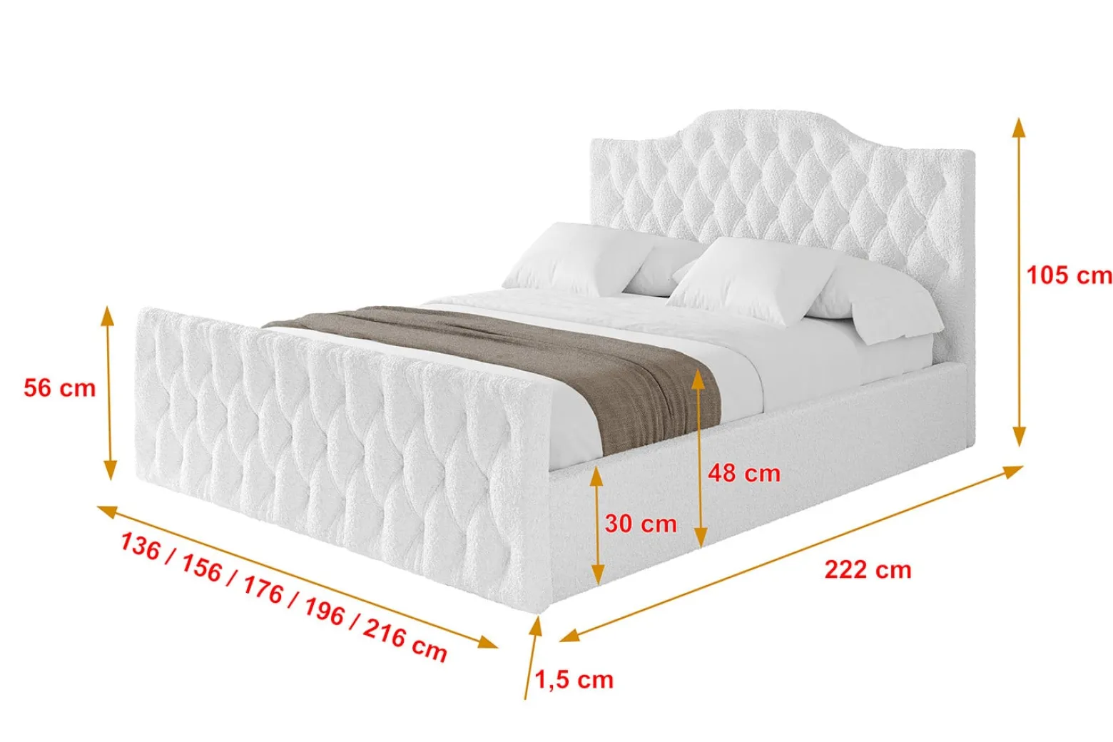 Łóżko tapicerowane z materacem + pojemnik FALIO-Z-120x200 cm Biały