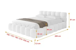 Łóżko tapicerowane z materacem + pojemnik LEYA-v1 - 120x200 cm Biały