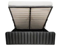 Łóżko tapicerowane z pojemnikiem GALLA | 160x200 | Welur | Czarny