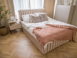 Łóżko tapicerowane z pojemnikiem GALLA P | 140x200 | Welur | Beżowy 5