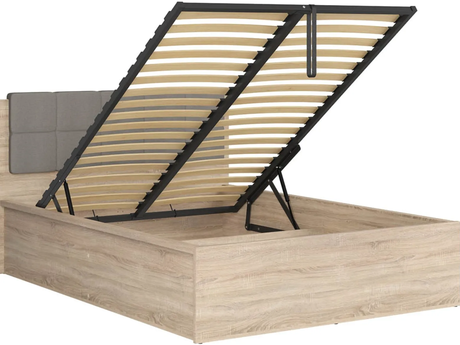 Łóżko Tetrix 140x200 ze stelażem i pojemnikiem dąb sonoma