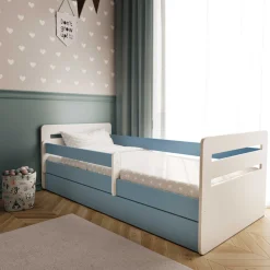 Łóżko Tomi niebieskie z szufladą materac piankowy 160x80