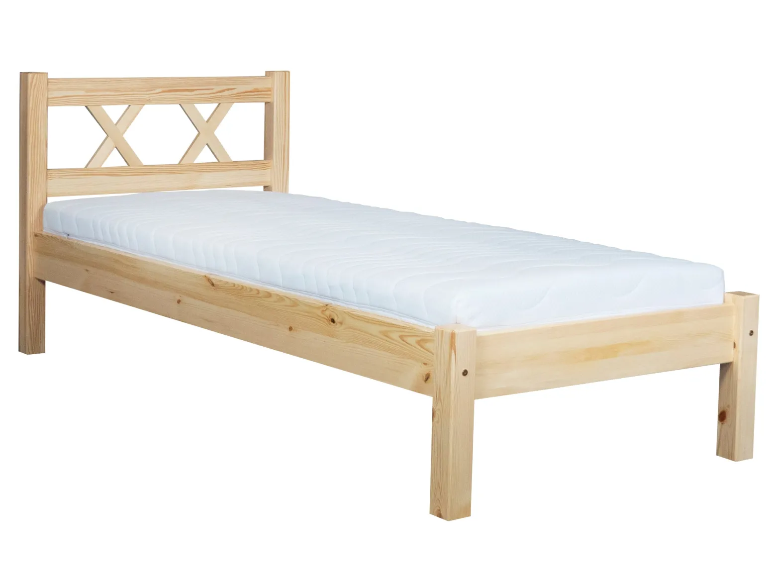 Łóżko 90x200 drewniane MODERN, kolor sosnowy + stelaż