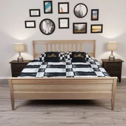 Łóżko 160x200 drewniane PORTO, kolor bielony + stelaż