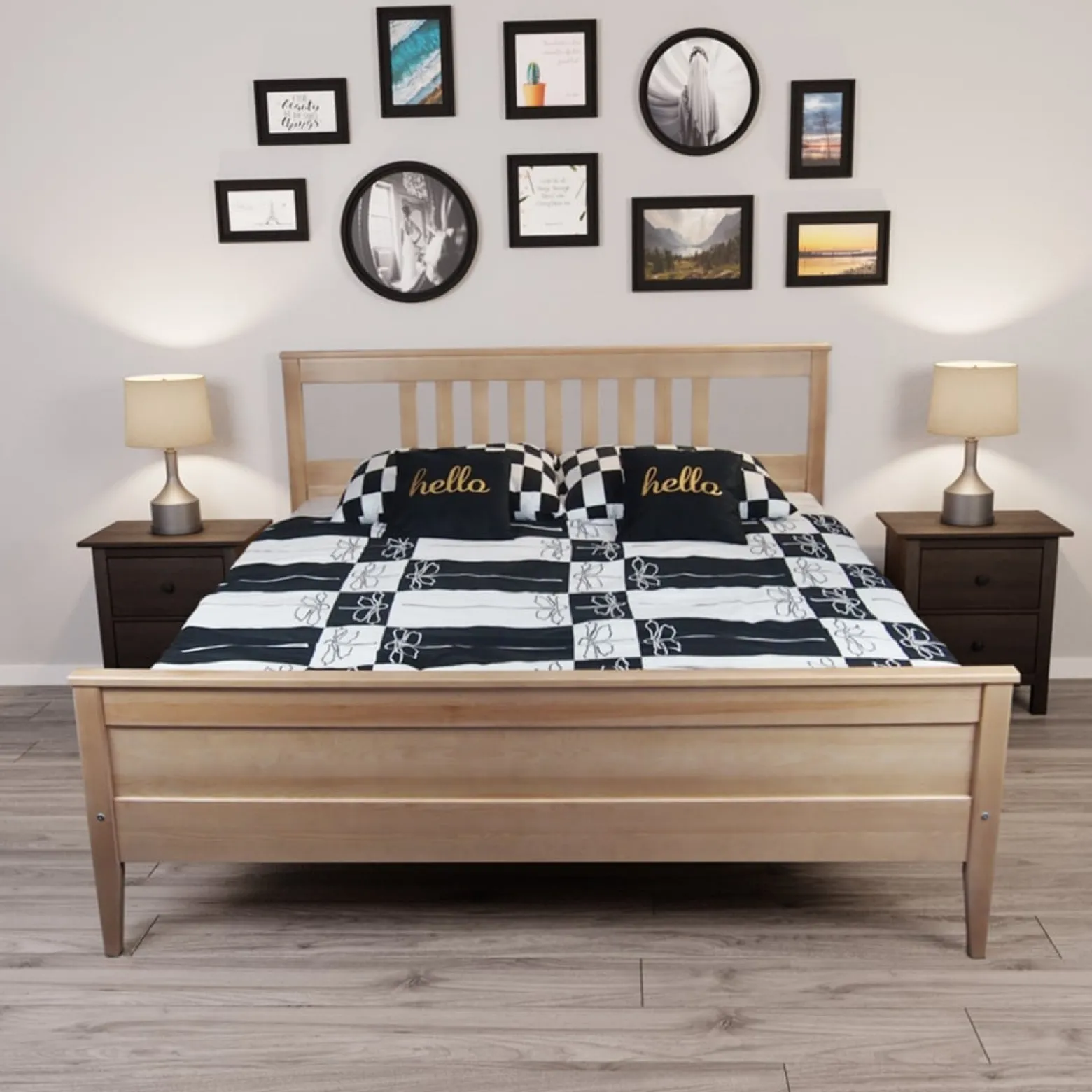 Łóżko 160x200 drewniane PORTO, kolor bielony + stelaż