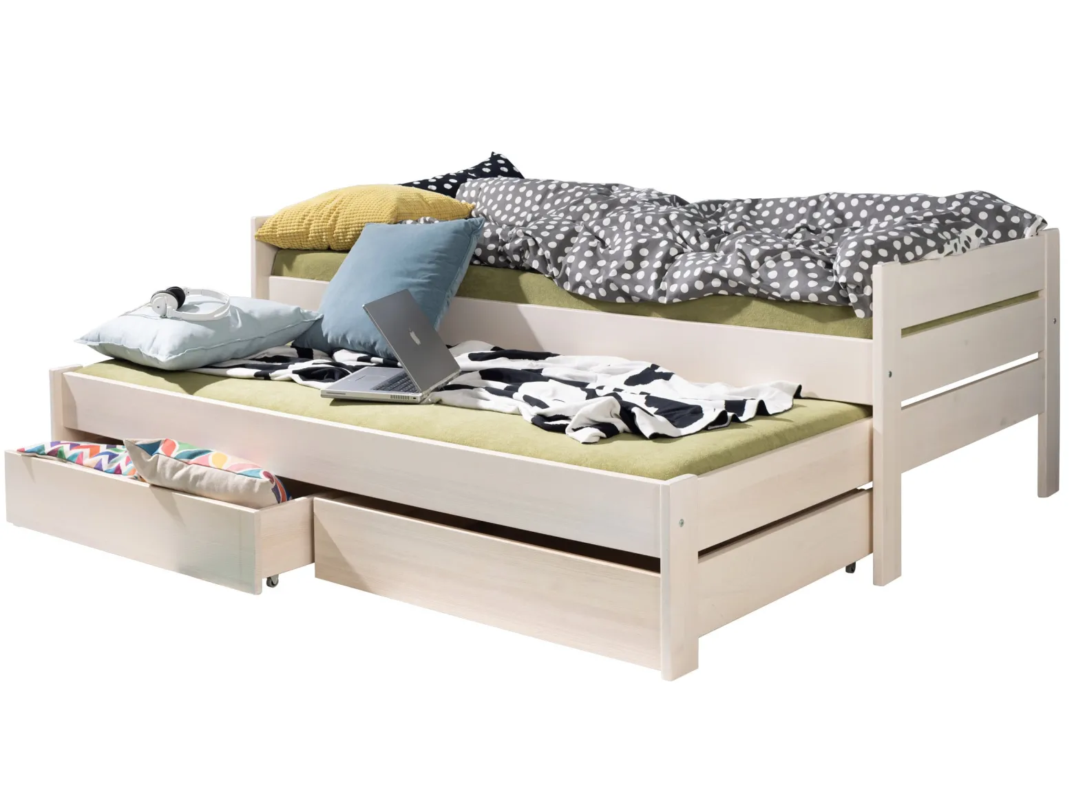 Łóżko 90x200 LEO, kolor bielony + stelaże i materace