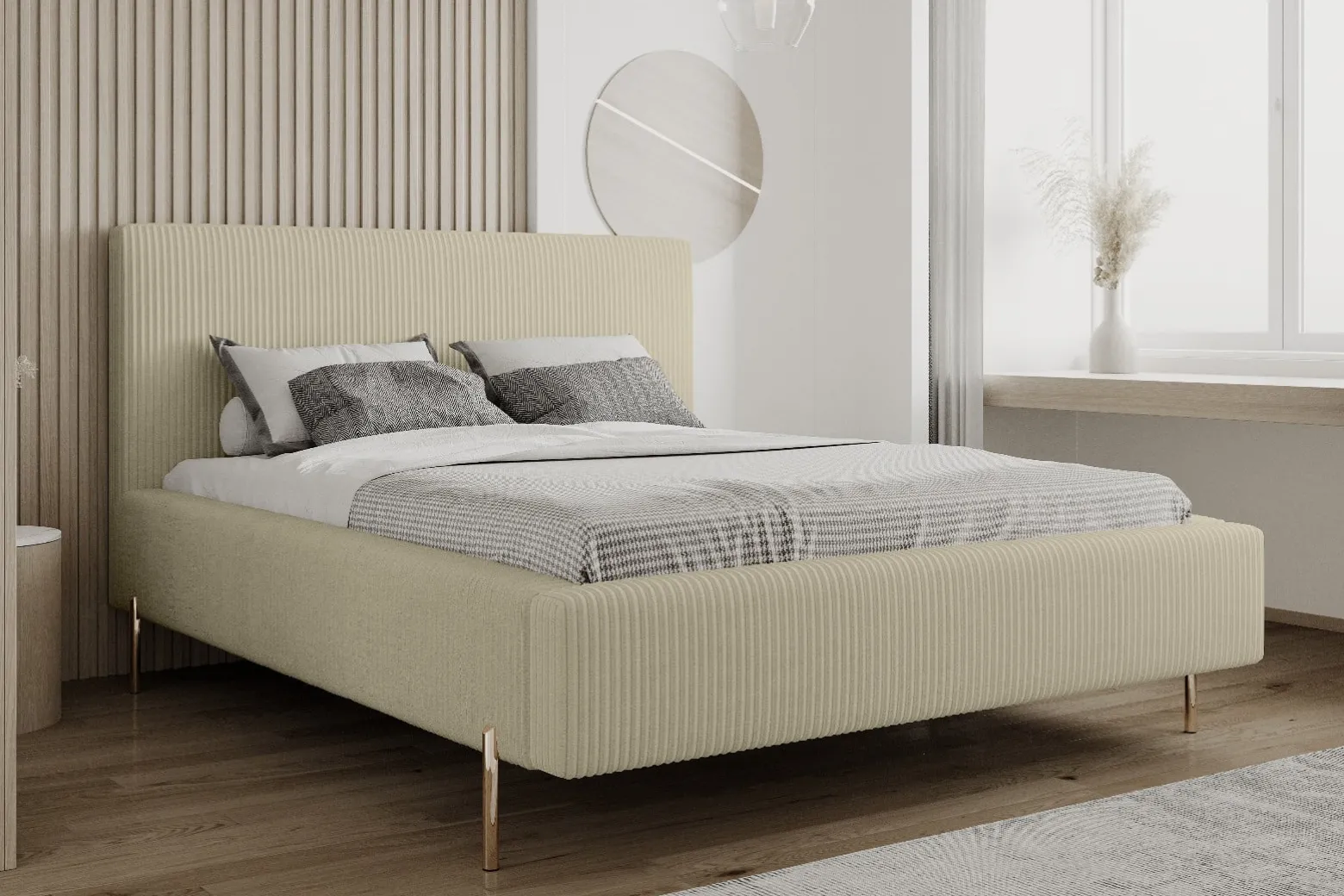 Łóżko 180X200 Tapicerowane + Stelaż Drewniany Metalowy Z Pojemnikiem Monaco