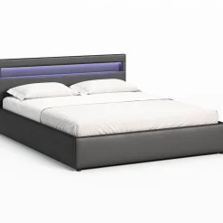 Łóżko 140x200 z pojemnikiem Nira czarne + materac H3 Nova T30