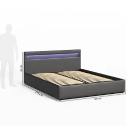 Łóżko 140x200 z pojemnikiem Nira czarne + materac H3 Nova T30